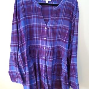 Woman Within, 5X Violet Plaid Shirt